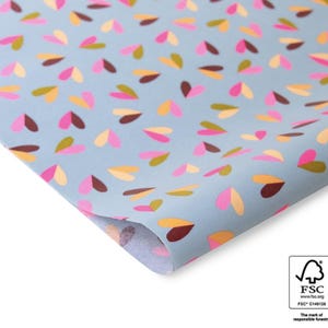 Seidenpapier blau-pastell  mit Herzen in verschiedenen Farbtönen |  50x70 cm | Geschenkverpackung Verpacken | Produkte verpacken