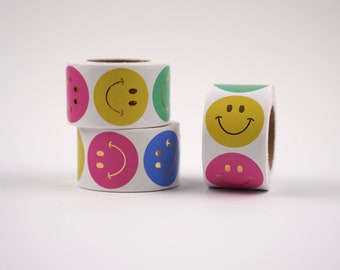 Aufkleber Smiley in klein Farbmix, Sticker für Geschenke und Geschenkverpackung