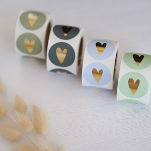 Aufkleber mit goldenem Herz, Sticker für Geschenke | Geschenkverpackung | Einladungen
