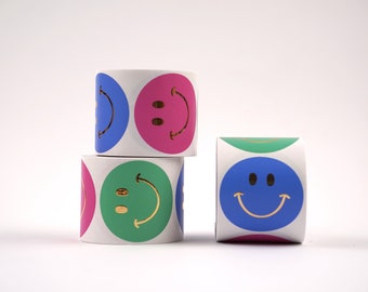 Aufkleber Smiley in groß  Farbmix, Sticker für Geschenke und Geschenkverpackung