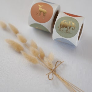 Sticker für Geschenke | Tiermotive mit Gold-Effekt und in schönen Pastelltönen  | Geschenkaufkleber