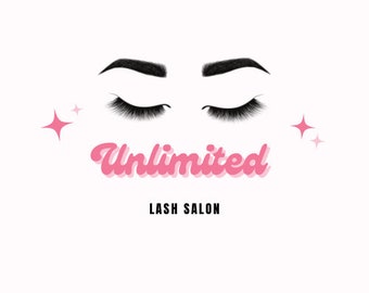 Lashes DIY Logo – um design de logotipo rosa neon para pequenas empresas feito sob medida para boutiques de cílios, cabeleireiros, extensões e empresas de perucas