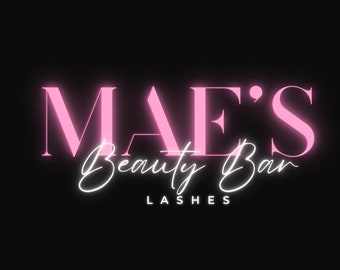 Logotipo DIY – um logotipo rosa neon para pequenas empresas feito sob medida para boutiques de cílios, cabeleireiros, extensões e empresas de perucas