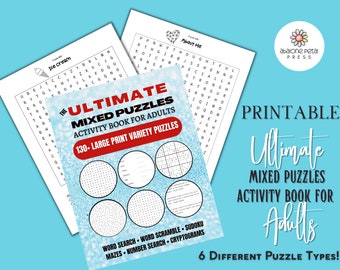 Large Print Puzzle Book for Adults and  Seniors – 130+ Brain Games with Word Search, Sudoku, Mazes & Cryptograms Printable PDF Activity Book