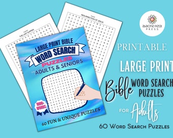 Large Print Bible Word Search for Adults and Seniors – 60 Christian Scripture Puzzles Printable PDF for Church Groups & Devotional Use