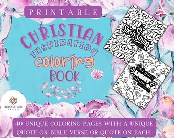 Libro para colorear cristiano inspirador imprimible: 40 páginas con versículos bíblicos y citas de fe para mujeres y adolescentes (8,5 x 11)