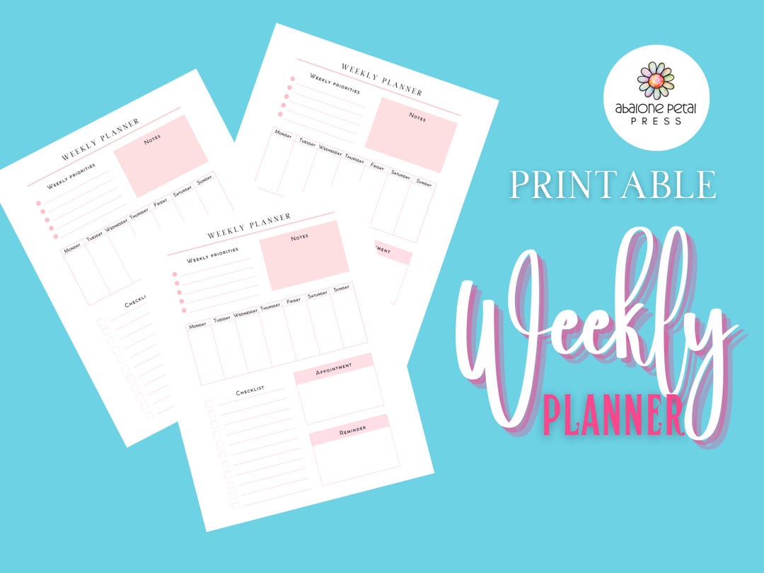 Minimalist Weekly Planner Printable - Undated Weekly Organizer PDF ...