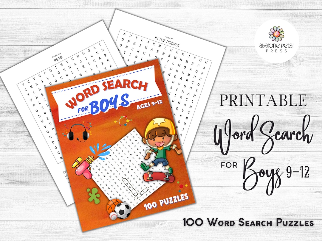 Word Search Printable for Boys 9-12, Kids Wordsearch, Kid Word Search ...