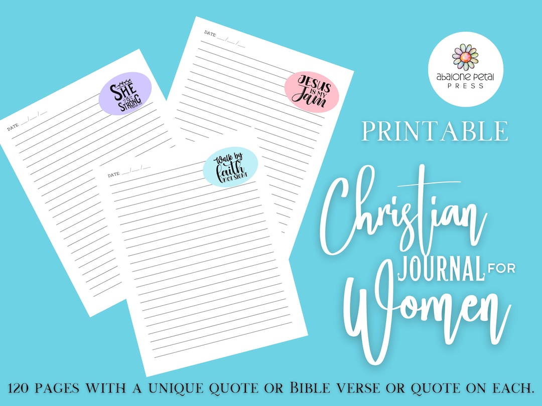 Christian Women’s Journal Printable – 120 Bible Verse Lined Pages for Daily Devotional, Prayer ...