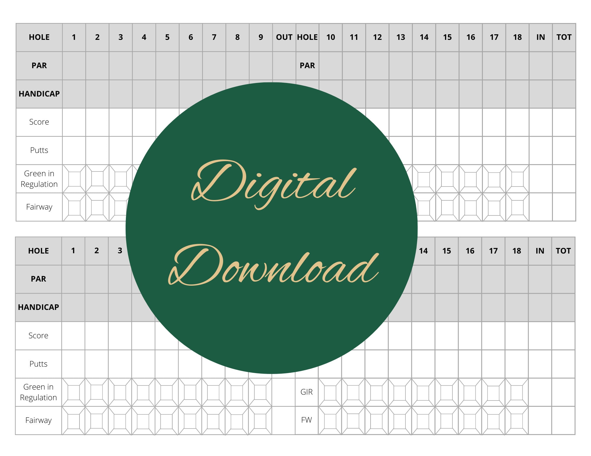 Printable Golf Standard Stats Tracking Scorecard Etsy
