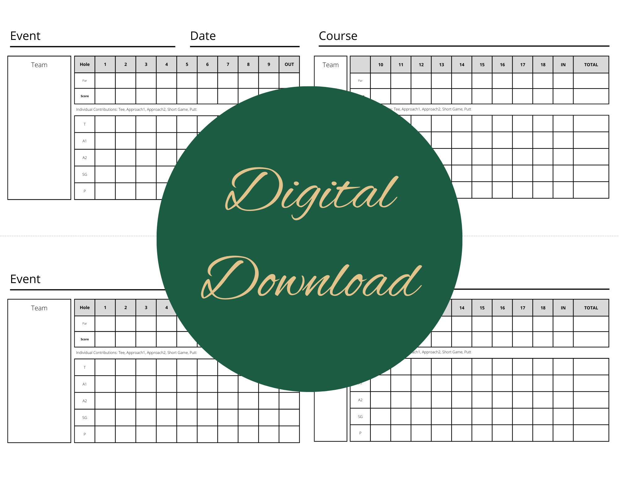 blank golf scorecard template