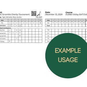 SCRAMBLE: Scorecard imprimível de golfe e rastreador de contribuições