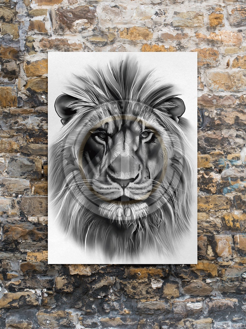 Tattoo Design, Realistic Lion Tattoo, Tattoo Stencil, Lion SVG, Tattoo