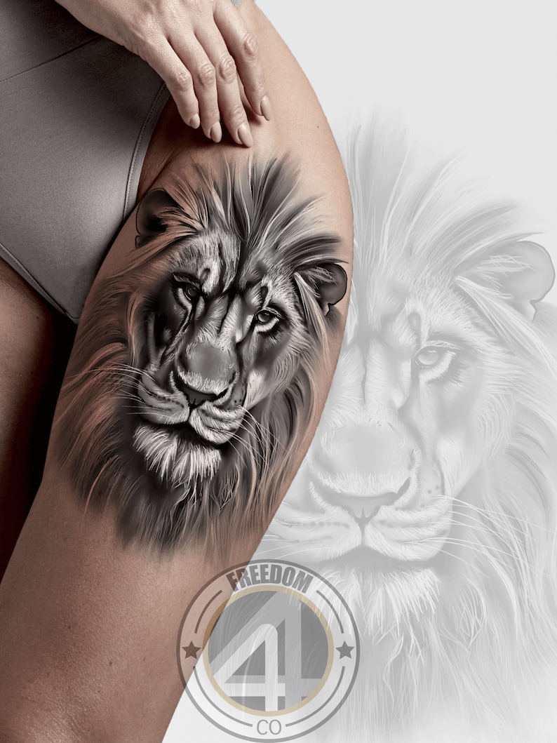 Tattoo Design, Realistic Lion Tattoo, Tattoo Stencil, Lion SVG, Tattoo