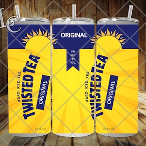 May include: Three 24-ounce cans of Twisted Tea hard iced tea. The cans are yellow with a blue sunburst design and the text "Twisted Tea" in blue. The text "Original" is also in blue. The cans are 5% alcohol by volume.