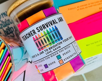 Teacher Survival Jar, Scripture Encouragement Gift