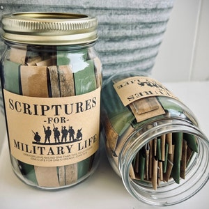 Military Bible Verse Jar, Scriptures, Soldier Bible Verses, Christian gift, Army Navy Marines, deployment, basic training gift, air force