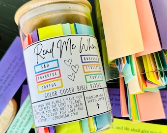 Christian Gift Jar, Read Me When, Bible Verses for emotions and feelings, Encouraging Christian gift, Hallow Grace Scripture Jar, Birthday