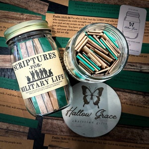 Military Bible Verse Jar, Deployment Scriptures, Soldier Bible Verses, Christian gift, Army Navy Marin, basic training gift, air force