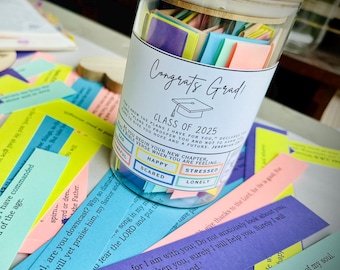 Graduation Gift, Bible Verses for graduate, new grad jar, graduation encouragement, Christian gift, color coded Bible Verse, encouragement