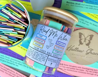Christian Gift Jar, Read Me When, Bible Verses for emotions and feelings, Encouraging Christian gift, Hallow Grace Scripture Jar, Birthday