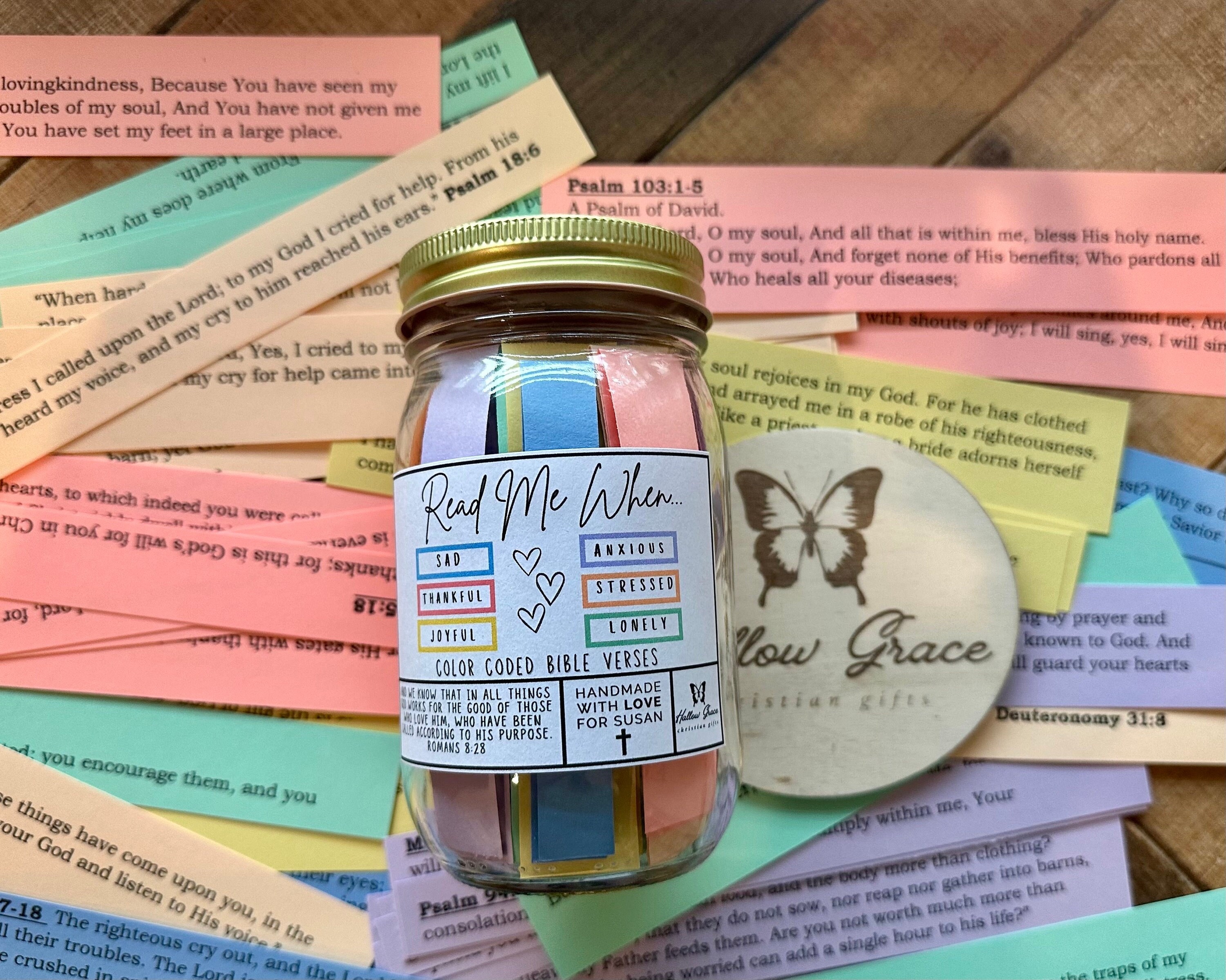 Hallow Grace Read Me When Personalized Scripture Jar, Encouraging Gift, Christian gift for her, daughter gift, Graduation devotion, Mom Gift