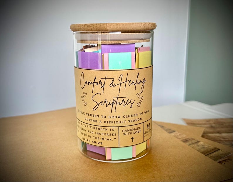 Comfort and Healing Bible Verse Jar, Read me when, Cancer encouragement, Get well soon gift, hospice gift, loss of loved one, grief mourning image 5