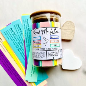 Bible Verse Jar, Read Me When Bible Verses for emotions, Encouraging Christian gift, Christmas gift for her, thoughtful gift, religious