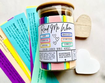 Bible Verse Jar, Read Me When Bible Verses for emotions, Encouraging Christian gift, Christmas gift for her, thoughtful gift, religious