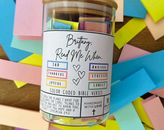 Read Me When BIble Verse Jar, personalized Bible gift, Christian, Christmas, Prayer Jar, Mom, Sister, Niece, best friend, wife, Aunt, Jesus