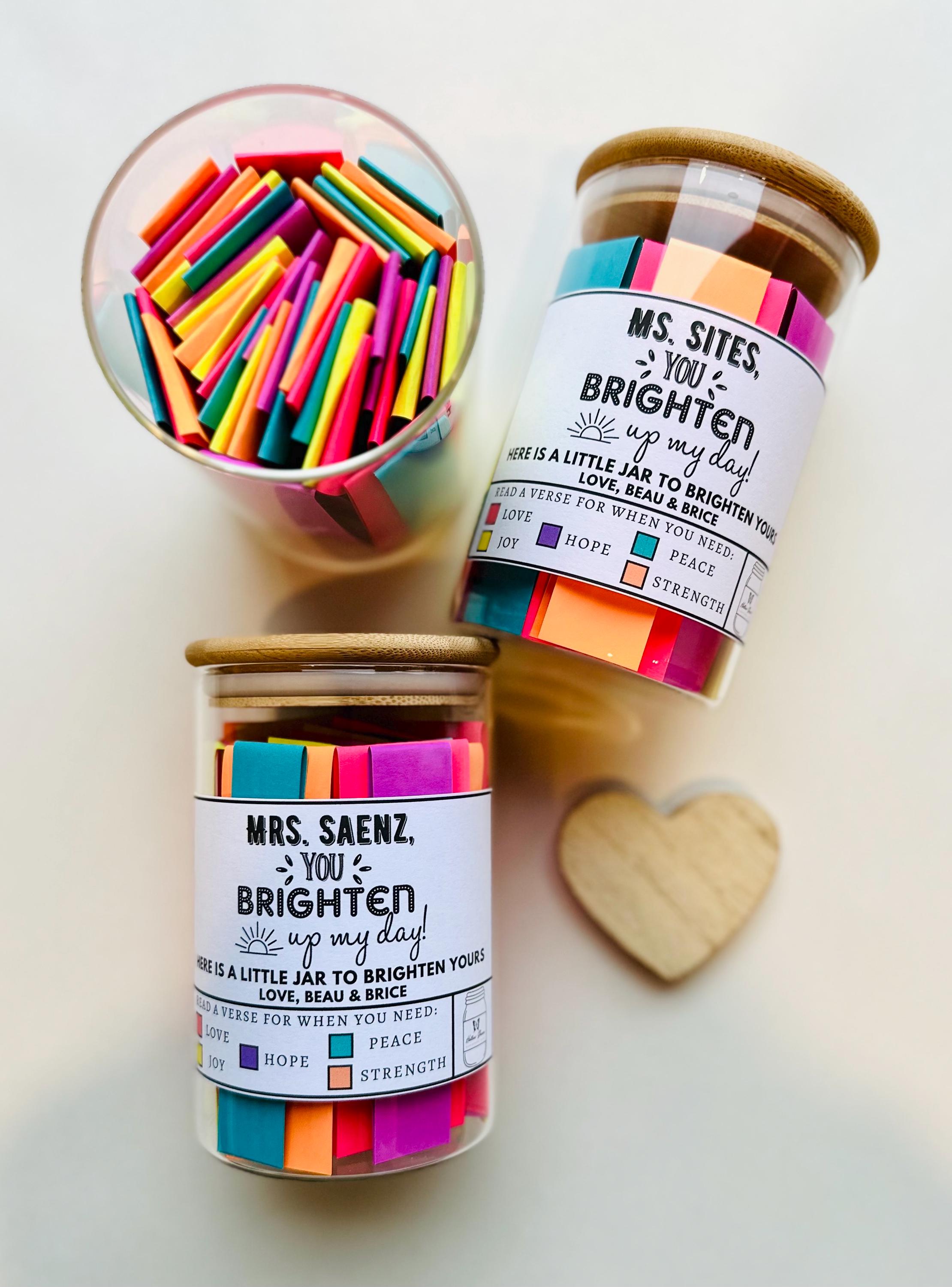TEACHER Encouragement jar, Teacher Appreciation Gift Jar, Back to school, personalized gift from student, Christmas, Brighten your day gift