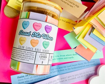 Valentines Gift Jar, Galentine Color Coded Bible Verses, Christian gift, daughter, gift for her, Wife, Encouragement, Scripture Cards
