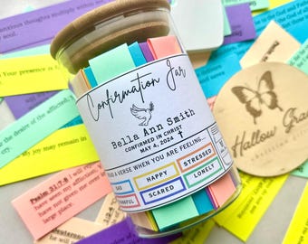 CONFIRMATION JAR, Christian Confirmation Gift, Catholic gift for confirmation, personalized, Religious Gift, Color Coded Bible Verses, Jesus