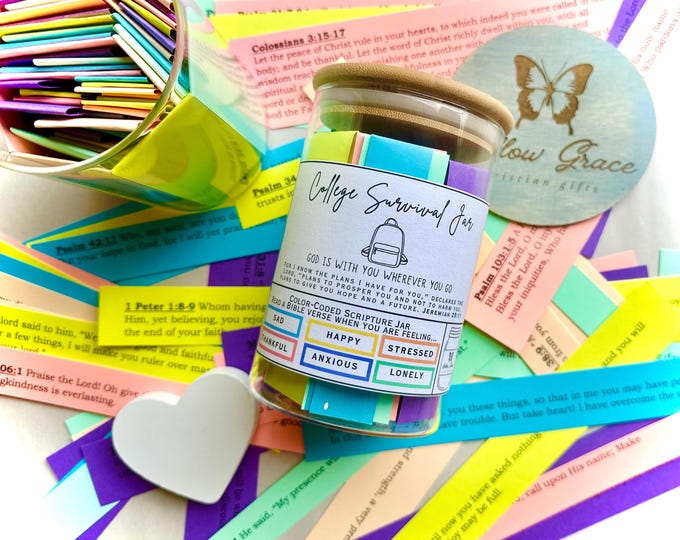 COLLEGE SURVIVAL gift jar, child moving away gift, motivation for students, high school survival, graduation gift Christian college student