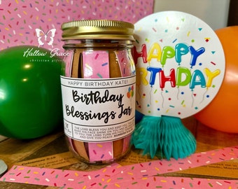 Handmade Birthday Blessing Scripture Jar, Christian Gift