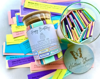 BIRTHDAY Gift Jar,  Read Me When Bible Verses, Christian Gift, Color Coded Bible Verses by Hallow Grace, Unique gift, encouragement