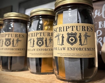 Law Enforcement Scripture Jar, Police Officer Gift, Christian Gift,  devotional, Police Department, Encouragement, Bible Verses for Police