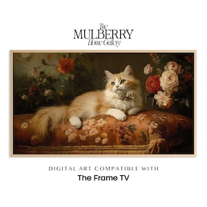 Frame TV Art Cat - Vintage Animal Portrait Samsung FrameTV | Cat Lover Screensaver for Living Room Art Fancy Baroque Kitten for TV Screen