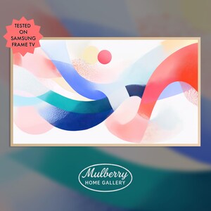 Frame TV Art Abstract - Gradient Wave Samsung FrameTV | Protetor de tela Eclipse abstrato para sala de estar Arte para tela de TV Dopamine Decor