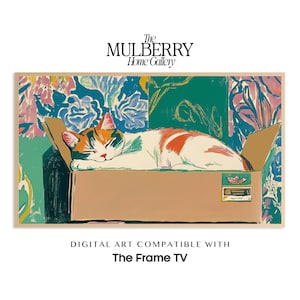 Frame TV Art Cat - Contemporary Animal Samsung FrameTV | Cat Lover Screensaver for Living Room Art for TV Screen Cat Sleeping Funny