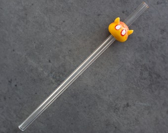 Pyro Slime - Genshin Impact Inspired Handmade Glass Straw | Gifts for Gamers | Glass Straw Set | Reusable Glass Straw | Hand Painted