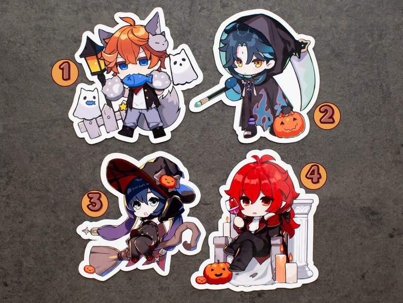 Spooky Genshin Impact Inspired Magnets Variety Pack | Die-Cut Magnet | Gifts for Gamers | Cute Fridge Magnet | Magnet Set image 6