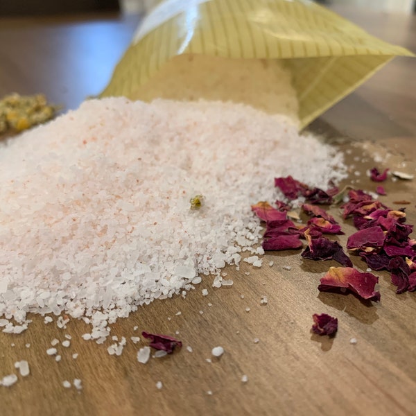 Bath Salts, Organic Skincare, Pink Himalayan Salt, Essential Oil Bath Salts, Relaxing Bath Soak, Natural Bath Products, Spa Bath, 12oz