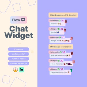 Cute Twitch Chat Widget with Alerts, Chat Widget Overlay for Twitch, Cute Chat Box perfect Cozy Vtuber Asset PNGTuber - Flow Chat Box