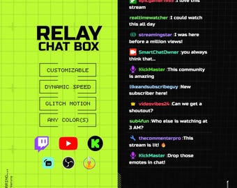 Glitch Chat Widget for Twitch, Kick and YouTube - Relay Customizable Chat Box Overlay