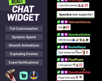Customizable React Theme Twitch Chat Widget - Vertical and Horizontal Options
