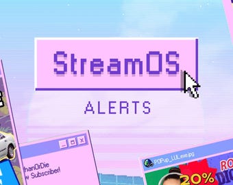 Nostalgic Windows 95 Style Animated Twitch Alerts - Vaporwave Y2K Cyberpunk Theme