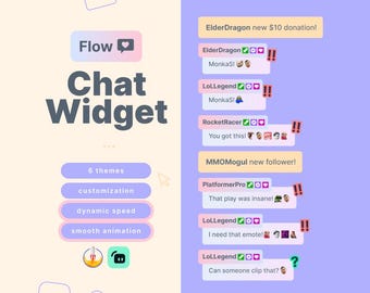 Twitch Chat Widget with Alerts - Flow Theme Chat Box Overlay