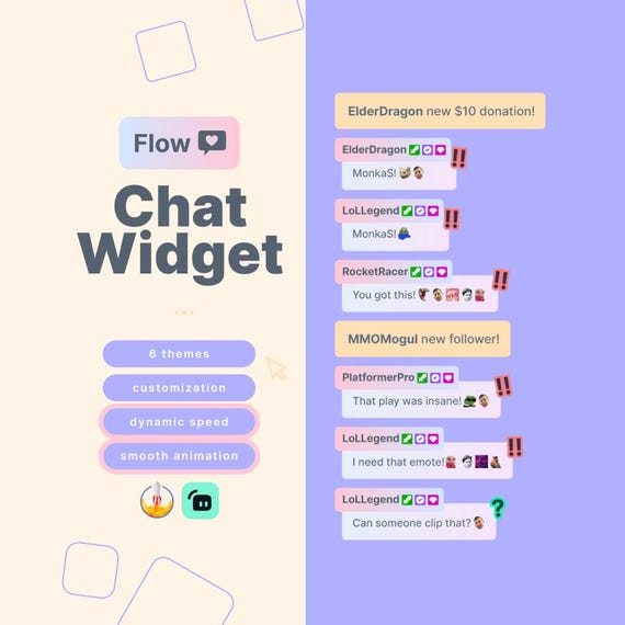 Twitch Chat Widget with Alerts - Flow Theme Chat Box Overlay