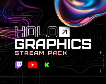Animated Stream Overlays Pack - Black and White Holographic Topography Theme